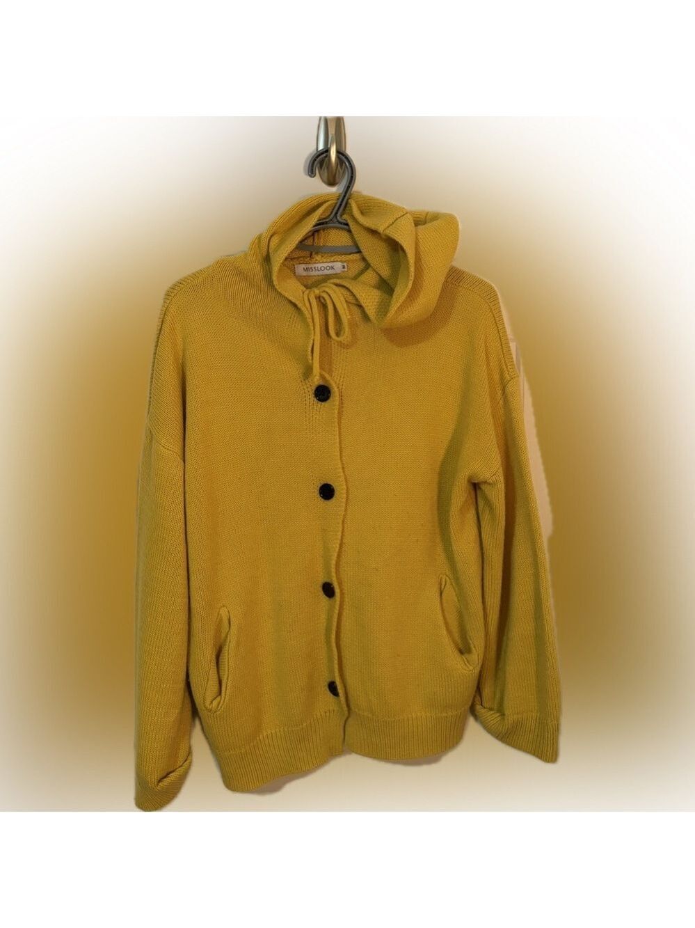 Misslook Women’s Yellow Hooded Cardigan – Size M
